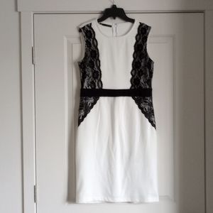White and Black Lace Midi Dress